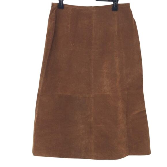 Bagatelle Vintage 12P Suede Skirt Brown Preppy Heritage Quiet Luxury Look - Picture 3 of 4